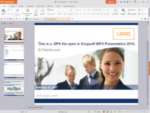 Captura de pantalla de un archivo .dps en Kingsoft WPS Presentation 2016